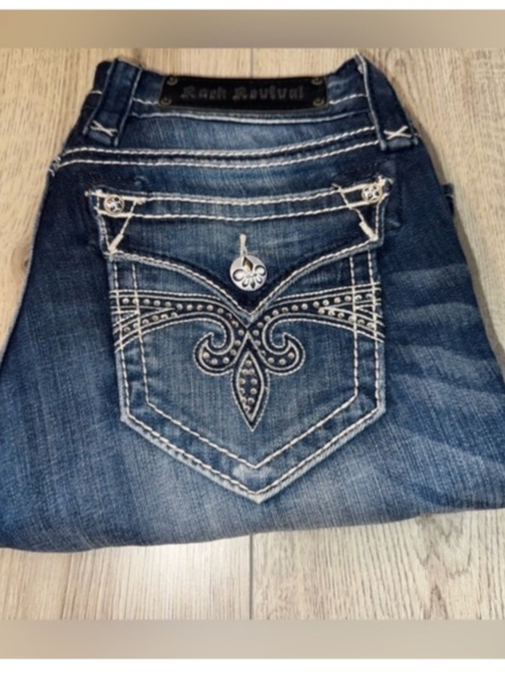 Rock Revival sora capri crop cropped Women's Dark Blue Jeans